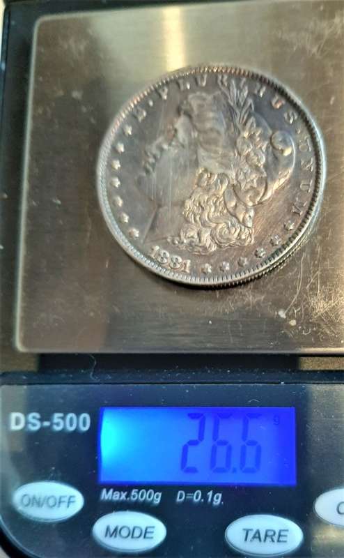 Fine Condition, sharp features, odd scratches to surface-1881 US$1 weight 26.6gr