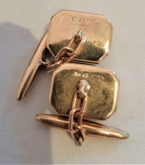 WOW-What a find, solid 9ct gold retro style SA Jeweler OBLO Cufflinks, original case
