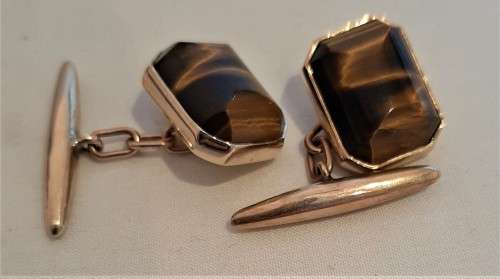 WOW-What a find, solid 9ct gold retro style SA Jeweler OBLO Cufflinks, original case