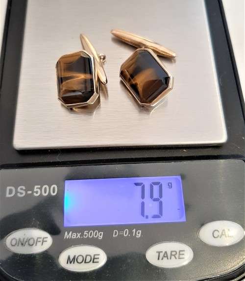 WOW-What a find, solid 9ct gold retro style SA Jeweler OBLO Cufflinks, original case