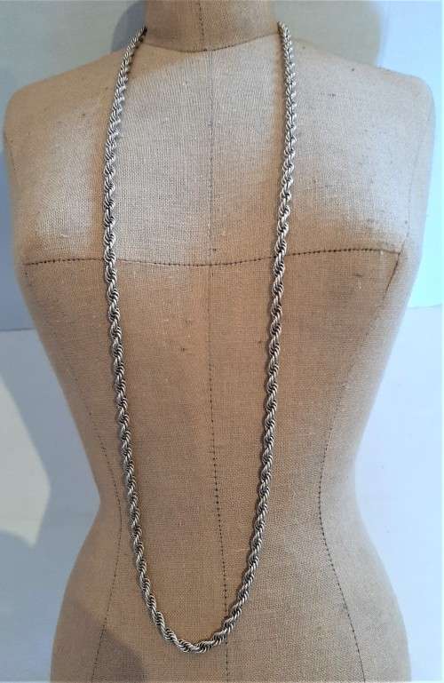 Another Heavy and longer 62cm twist rope design solid 925 silver neck chain working clasp, 14.9gr