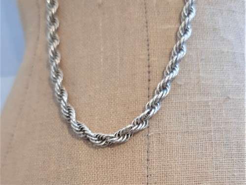 Another Heavy and longer 62cm twist rope design solid 925 silver neck chain working clasp, 14.9gr