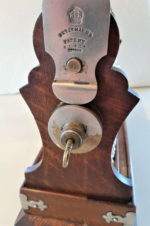 Awesome Mappin and Webb Antique Oak 3 bottle Tantalus with locking mechanism and original key