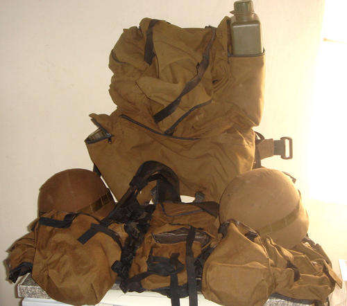 H-Frame Back Pack, Webbing and Kevlar Helmits