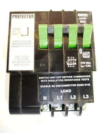 Samite 3 Phase Earth Leakage Unit 60A / 2.5KA