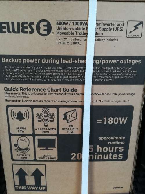 Ellies 600W/1000VA Inverter with Trolley Modified Sinewave * Brand new boxed unit *