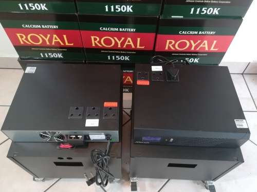Mecer 2400VA Power back-Up Inverter in mobile cabinet with 2 x ROYAL 105 a/h Deep cycle batteries