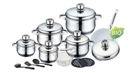 Exclusive New 18 Pcs Steel Lid Stainless Steel Cookware Set With Ceramic Frypan (Switzerland)