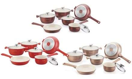 Royalty Line 10-Piece Ceramic Coating Cookware Set - [Red/Burgundy/Copper]