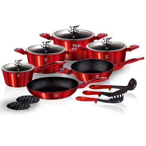 Berlinger Haus 15-Piece Matellic Line  Cookware Set - Burgundy