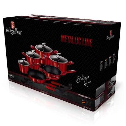 Berlinger Haus 15-Piece Matellic Line  Cookware Set - Burgundy