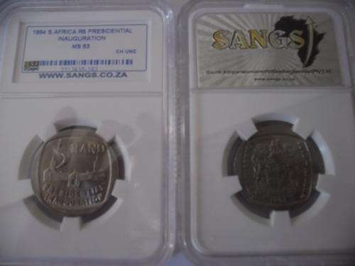 *** VERY RARE *** 2X 1994 S. AFRICA R5 PRESIDENTIAL INAUGURATION    MS 63 ***
