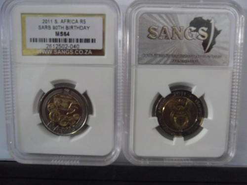 ***  AWESOME  *** 2 x 2011 SARB 90th Birthday - SANGS MS 64 -GRADED R5***