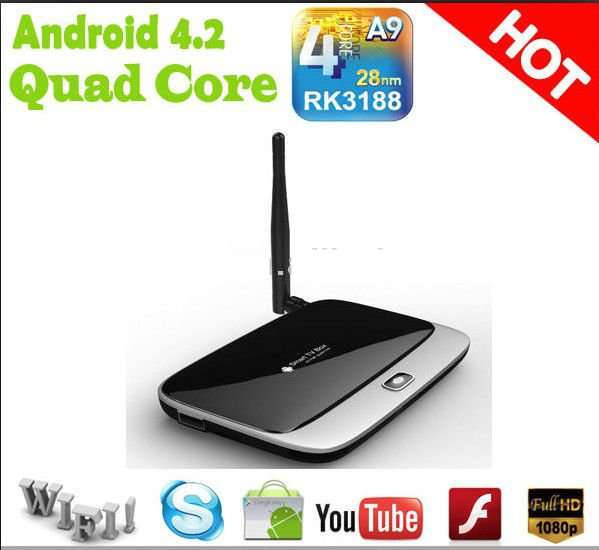 RK3188 quad core 2G RAM 8G ROM android smart tv box ( Free shipping )