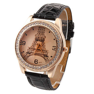 Womens Eiffel Tower face design with Black strap watch