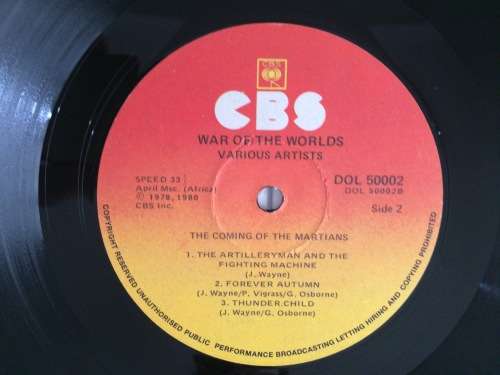 Jeff Wayne - The War Of The Worlds (Vinyl 2LP) (Cover VG+, LP`s VG+ to EX)