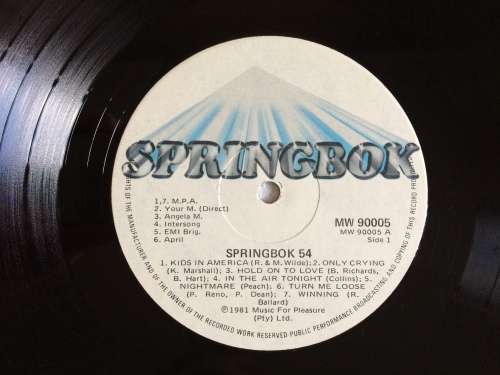 Springbok Hit Parade 54 (Vinyl LP) (Cover VG+, LP VG)