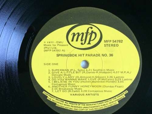 Springbok Hit Parade 36 (Vinyl LP) (Cover VG, LP VG+)
