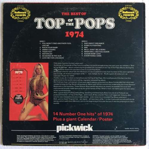 The Top Of The Poppers - The Best Of Top Of The Pops 1974  (Vinyl LP) (Cover VG, LP VG)