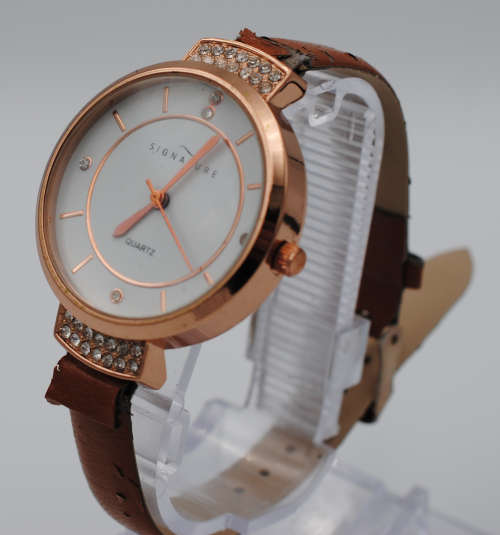 Signature Rose Gold Tone and Diamante Ladies Quartz Watch
