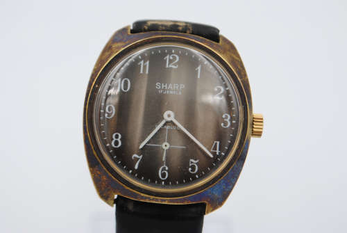 Sharp-marked Distressed Metal Mechanical Gent`s Wrist Watch