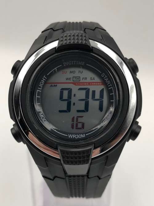 Mid-Size Digitime Black Digital Water Resistant Watch