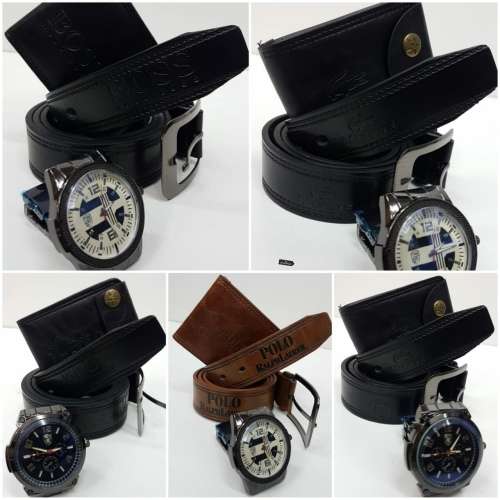 Mens Polo Belt, Wallet and Watch set