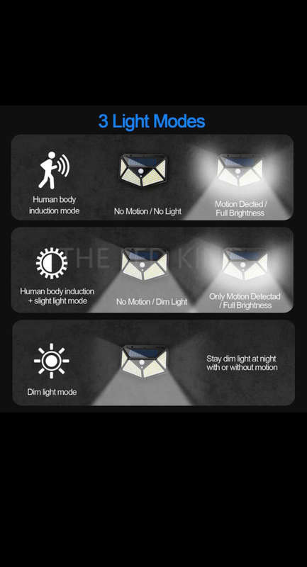 Solar LED Outdoor Garden Lamp Human Body Induction Wall Lamps Four Sides 100LED Charging Home Decor