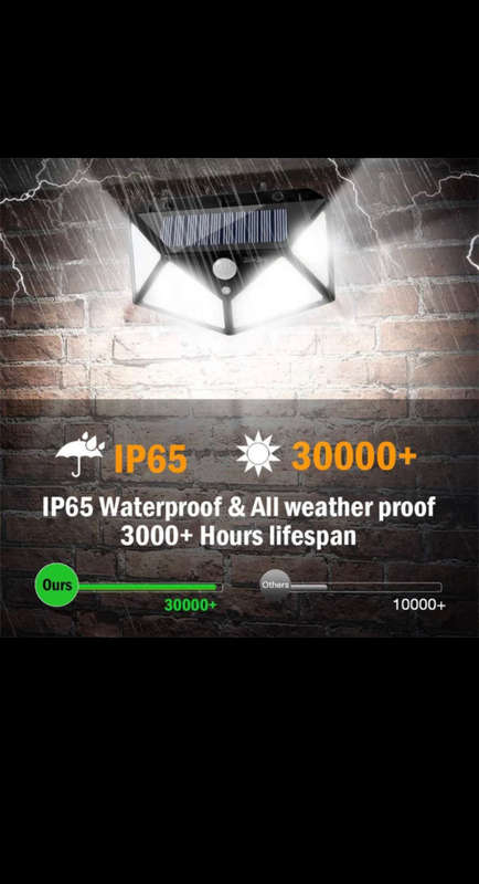 Solar LED Outdoor Garden Lamp Human Body Induction Wall Lamps Four Sides 100LED Charging Home Decor