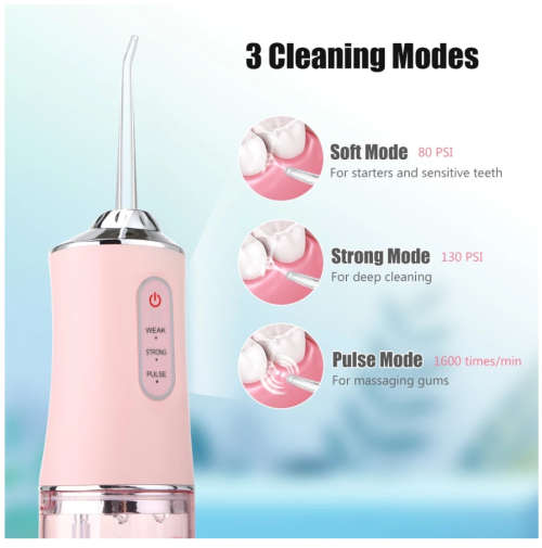 Powerful Dental Water Jet Pick Flosser Mouth Washing Machine Portable Oral Irrigator for Teeth White