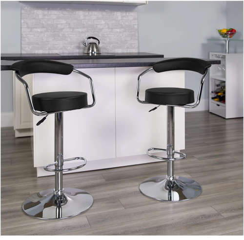 Modern Home Zool Contemporary Adjustable Faux Leather Barstool - Black, Red, White, Brown