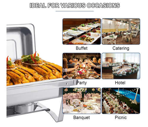 9L Stainless Steel Folding Buffet Food Warmer Dinner chafing dish - Single tray or Dual Tray