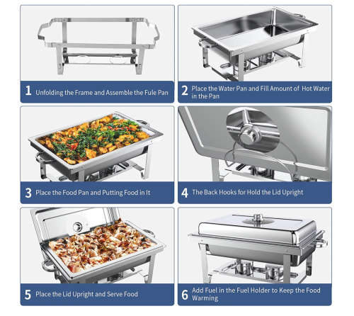 9L Stainless Steel Folding Buffet Food Warmer Dinner chafing dish - Single tray or Dual Tray