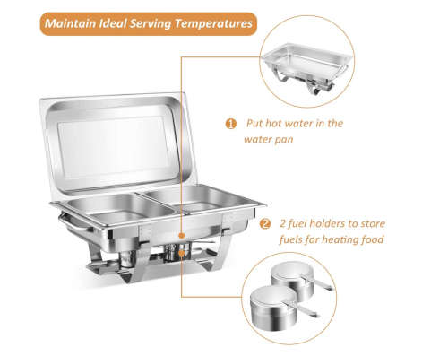 9L Stainless Steel Folding Buffet Food Warmer Dinner chafing dish - Single tray or Dual Tray
