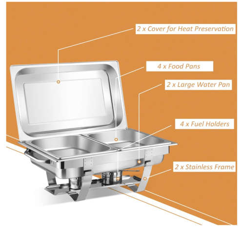 9L Stainless Steel Folding Buffet Food Warmer Dinner chafing dish - Single tray or Dual Tray