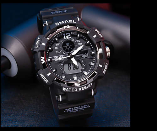 SMAEL Top Luxury Brand Men`s Watch Outdoor Sports Watches Dual Time Display Black Only !!!!!!