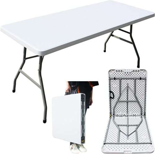 Folding Table Plastic Heavy Duty Trestle for Garden Patio BBQ Picnic Party Dining Camping Catering M