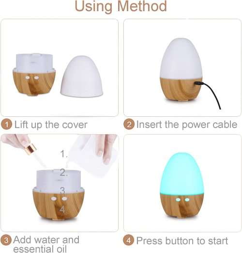 Light Wood Grain Humidifier, Simple and Elegant LED Colour Lights Wood Grain 130 ml Mini Night Light