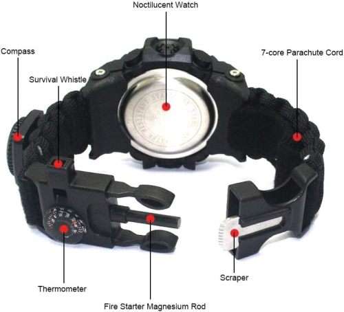 G6 Outdoor Survival Bracelet Watch - Black