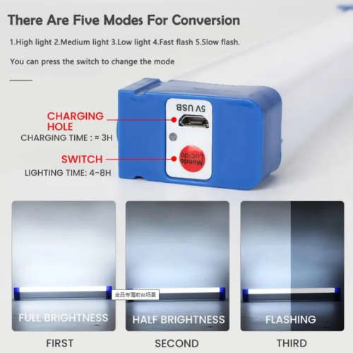 USB Lithium Battery - Large Magnetic Light - (74cm)
