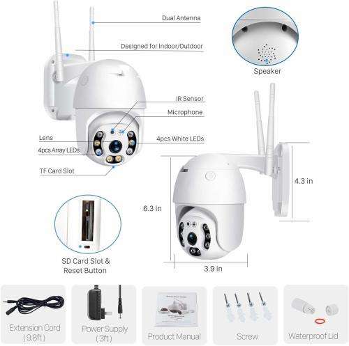 Home Surveillance Camera with Motion Detection Colour Night Vision with Adopter