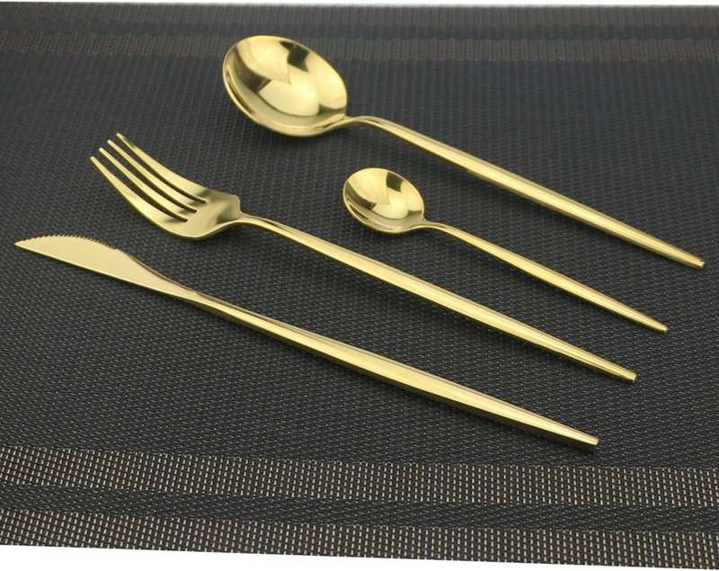 24 Pc Polished Cutlery Flatware Set, Great for Family Gatherings & Daily Use (GOLD)
