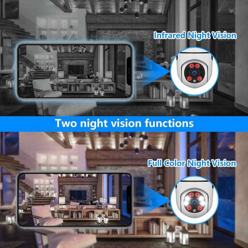Light Bulb Type Wireless Security Camera 360° Panoramic 2-Way Talk WiFi Camera White