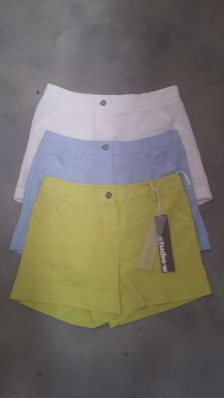 WHITE LINEN SHORTS - 36