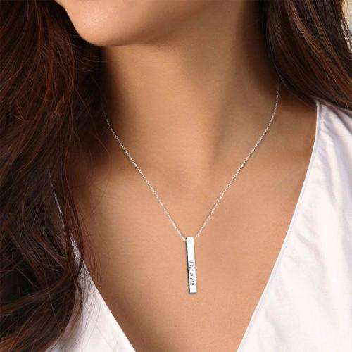 3D Bar Necklace - Can engrave up to 4 names - Silver or Rose Gold