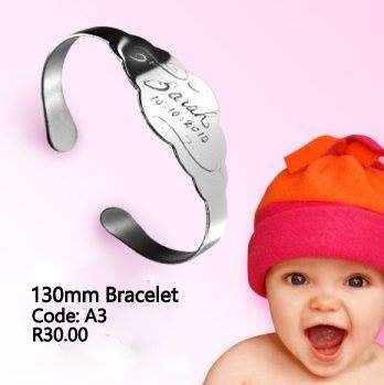 Stainless Steel Baby Cuff Bracelet with name and/or date