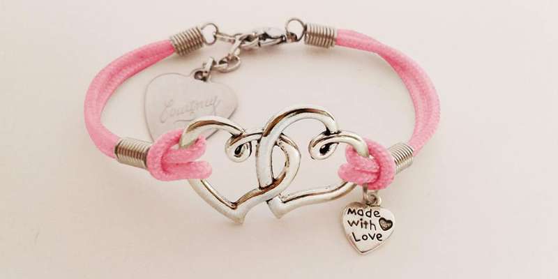 2 heart entangled hearts bracelet with FREE engraving