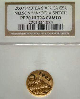 2007 Gold R5 10th oz Nelson Mandela Speech PF70 Ultra Cameo