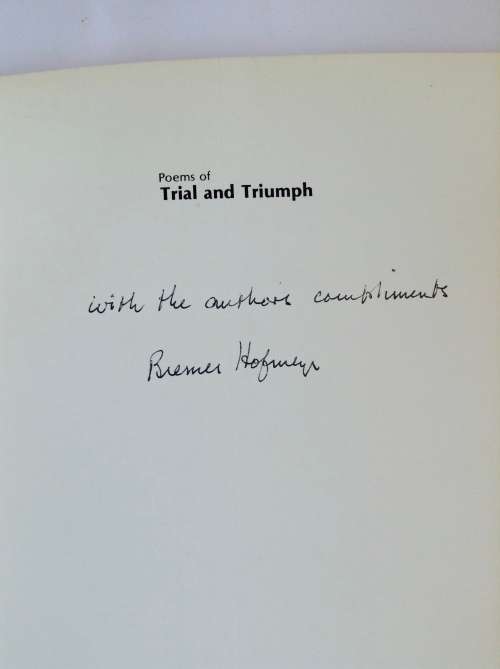 Poems of Trial and Triumph by Bremer Hofmeyr (SIGNED, FIRST EDITION)