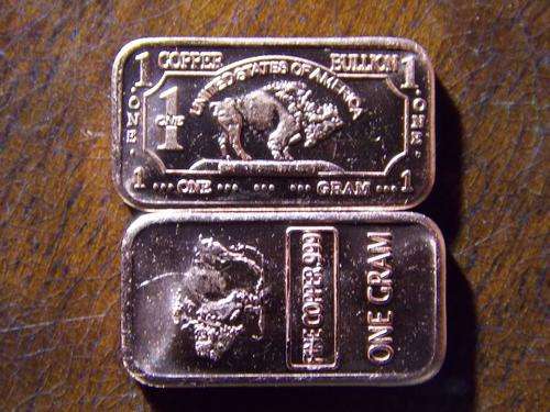 Pure 1 gram Copper Bars